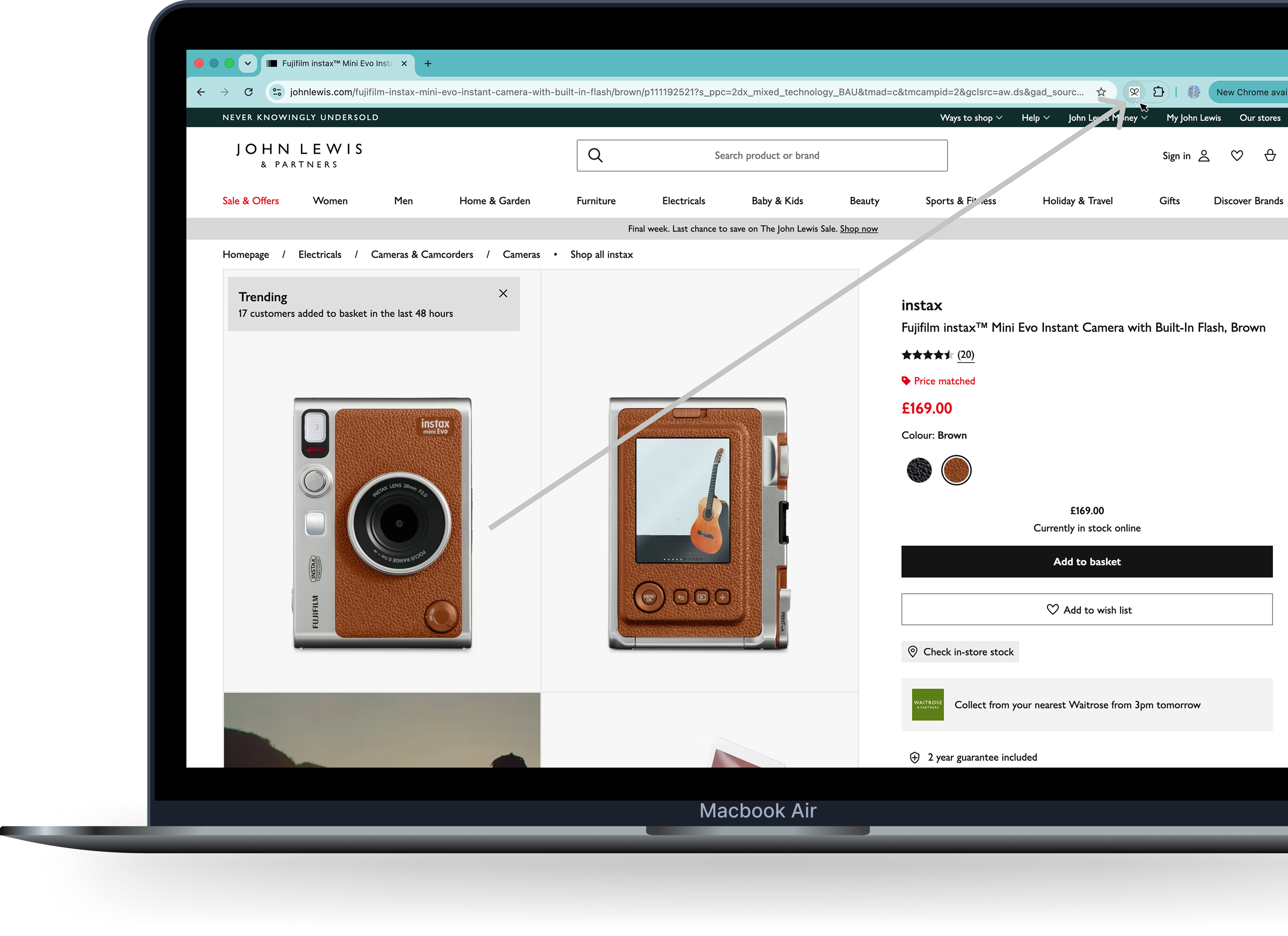 HintHint wishlist on a MacBook Air